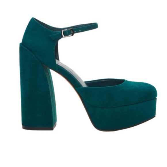 Vince Camuto Shoes - Vince Camuto Grelena Suede Platofrm Pumps in jade teal green size 8.5